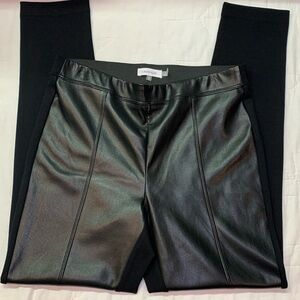 Calvin Klein Whimsigoth Biker-Chic Black Faux Leather Front Leggings Medium